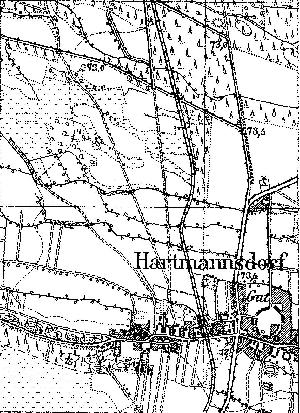 Fragment niemieckiej mapy topograficznej okolic Jarogniewic z 1933 r. Po rodku wida stacj kolejow, prawodpodobnie z jednym bocznym torem (mijanka) od strony szosy (z prawej).