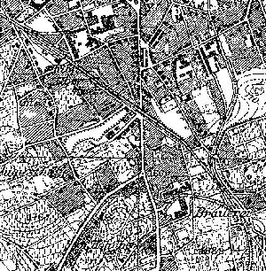 Mapa z 1933 r. W prawym dolnym rogu rozjazd przy browarze. Do góry odchodzi bocznica do zakadów wenianych. Do góry w lewo tor idzie do stacji Górne Miasto. Po drodze nic nie zaznaczono.