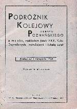 Okładka pierwszego powojennego rozkładu jazdu dla okręgu poznańskiego z jesieni 1945 r. Tabela linii zoelonogórsko - szprotawskoej występuje pod numerem 36. Ze zbiorów Mieczysława J. Bonisławskiego