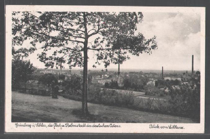 Grunberg Lolenzstrasse, od ktrej wzia nazw bocznica i rozjazd. Widok w stron miasta. Pocztwka ze rde internetowych.