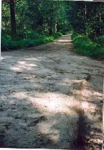 Okolice midzy Schutzenplatz a Jdrzychowem.  Fragment toru szlakowego w kierunku Zielonej Gry w cigu ul. E. Platter przy pocie budowlanki. Kwiecie 2001. Fot. Marek Toporowicz