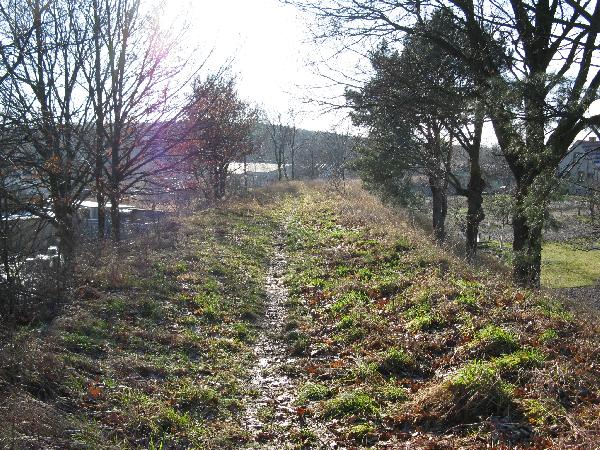 Okolice Schutzenplatz. Dalszy odcinek nasypu za (na poudnie) zburzonym zim 1999/2000 wiaduktem nad ul. Now (Browarn). Stan 03.02.2008 r., fot. Mieczysaw J. Bonisawski
